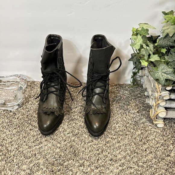 Vintage Durango 5.5 M Black Leather Kiltie Lace Up Witch Boots Western NEW - Picture 8 of 8
